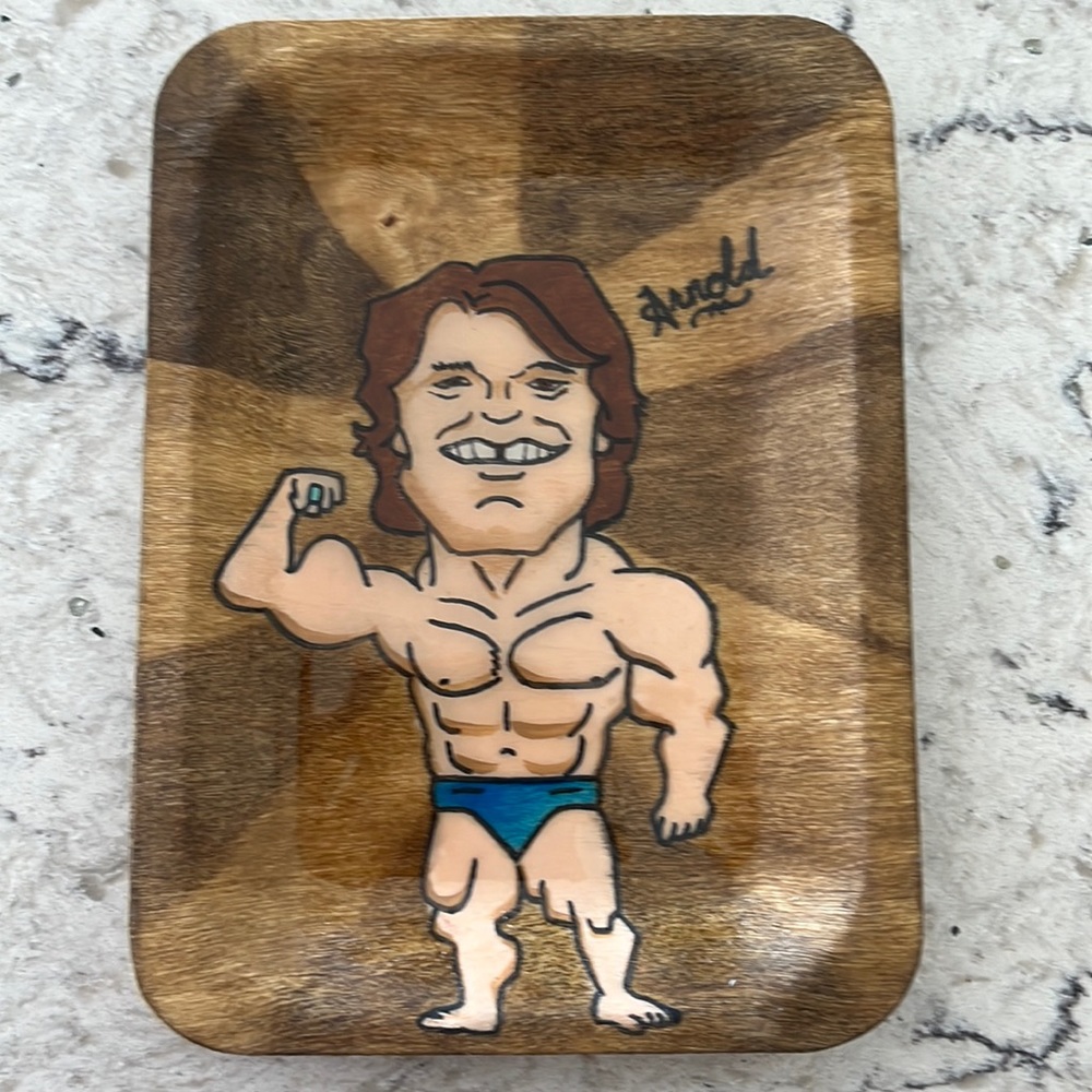 Handmade trey of Arnold Schwarzenegger